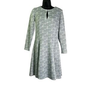 Vintage Light Blue Floral Mini Dress Long Sleeves 1960s 1970s